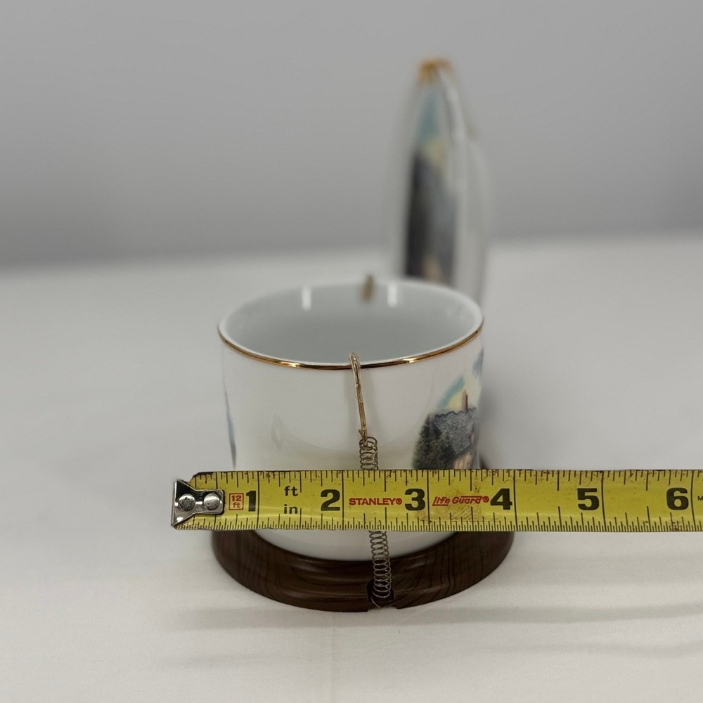 Thomas Kinkade Moonlight Cottage Teleflora Miniature Tea Cup Saucer Set Display - Picture 13 of 13